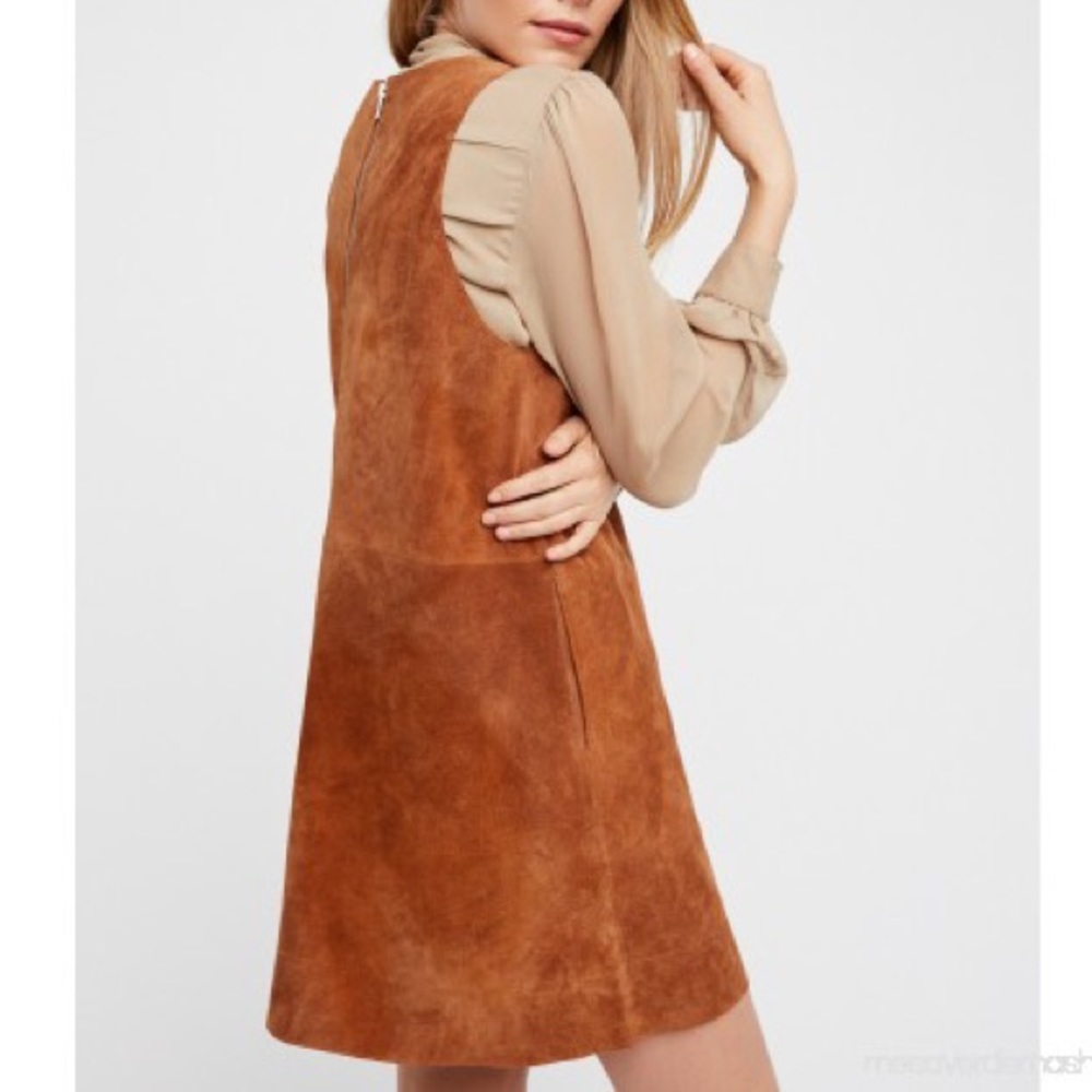 Free People Brown Retro Suede Leather Casual Dress